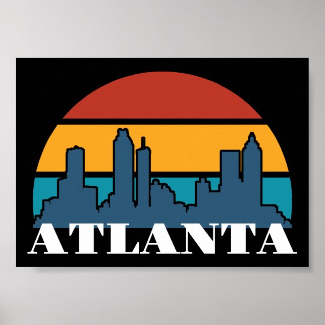 Atlanta Georgia Vintag Sunset Cityscape Poster (Vorne)