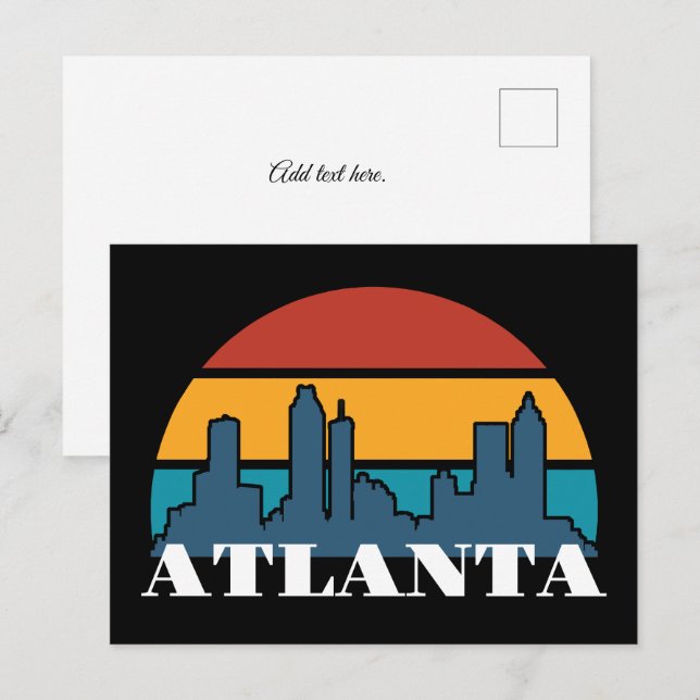 Atlanta Georgia Vintag Sunset Cityscape Postkarte (Vorne/Hinten)
