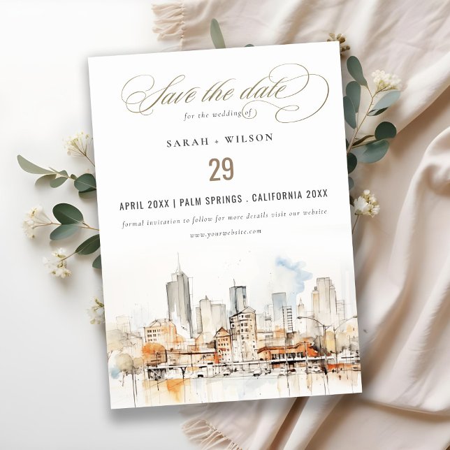 Atlanta Georgia Wasserfarbenlandschaft Hochzeit Save The Date (Von Creator hochgeladen)