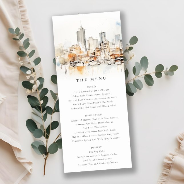 Atlanta Georgia Watercolor Landscape Wedding Menu Einladung (Von Creator hochgeladen)