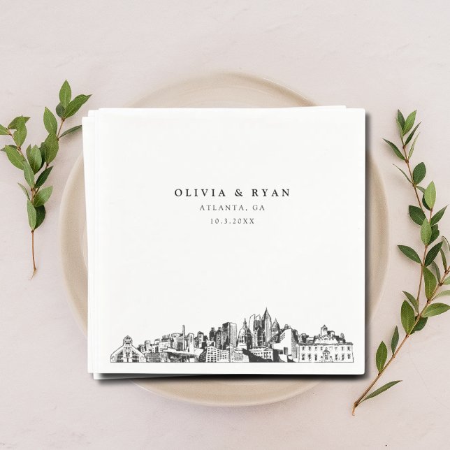 Atlanta Georgia Wedding Cocktail Napkin Serviette (Atlanta wedding napkins
)