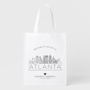 Atlanta, Georgia Wedding   Stilisierte Skyline Wiederverwendbare Einkaufstasche