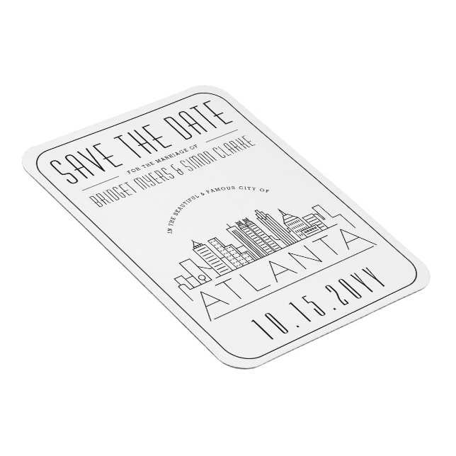 Atlanta, Hochzeit | Stilisierte Skyline Save the D Magnet (Rechte Seite)
