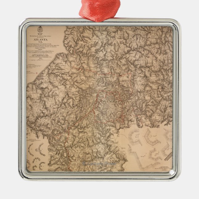 Atlanta-Kampagne - ziviler Kriegs-panoramische Silbernes Ornament (Vorne)