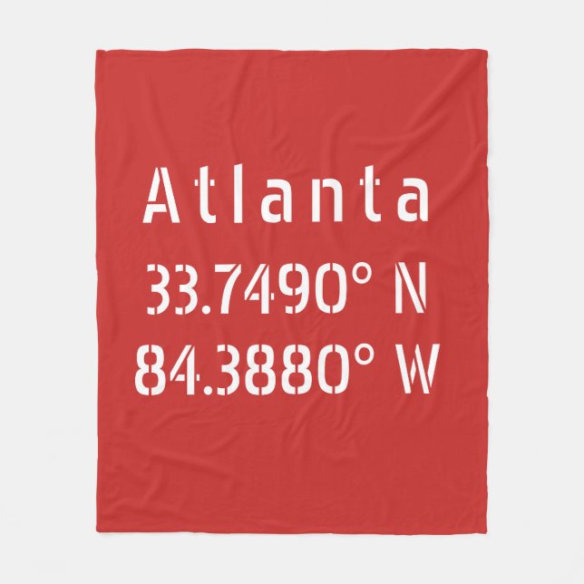 Atlanta Latitude & Longitude Red Fleecedecke (Vorderseite)