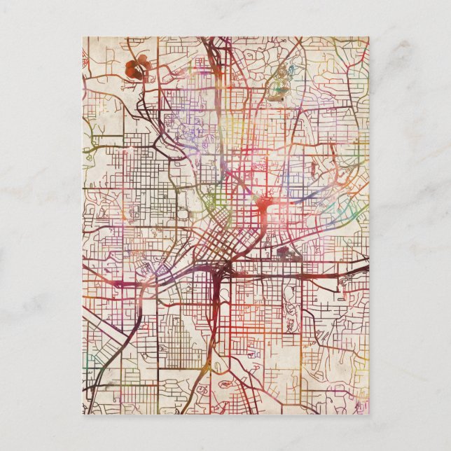 Atlanta Map Painting Postkarte (Vorderseite)