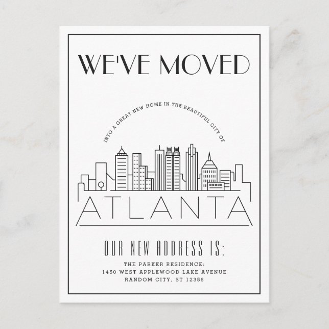 Atlanta | Moderne Deko City | Änderung der Anschr Ankündigungspostkarte (Vorderseite)