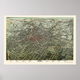 Atlanta, panoramische Karte GA - 1892 Poster