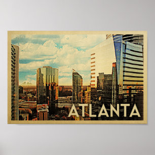 Atlanta-Plakat-Vintager Reise-PlakatSkyline Poster