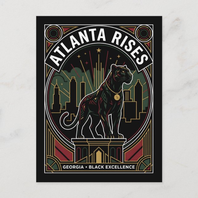 Atlanta Rises Black Panther Black Excellence Art Postkarte (Vorderseite)