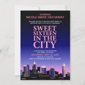 Atlanta Skyline 16 . Geburtstag Movie Party Einladung