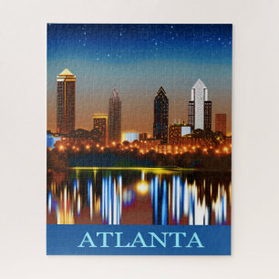 Atlanta Skyline by Night mit Reflections Jigsaw P