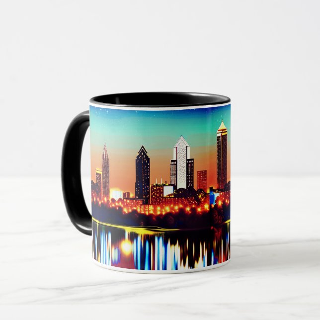 Atlanta Skyline by Night with Reflections Tasse (Vorderseite Links)