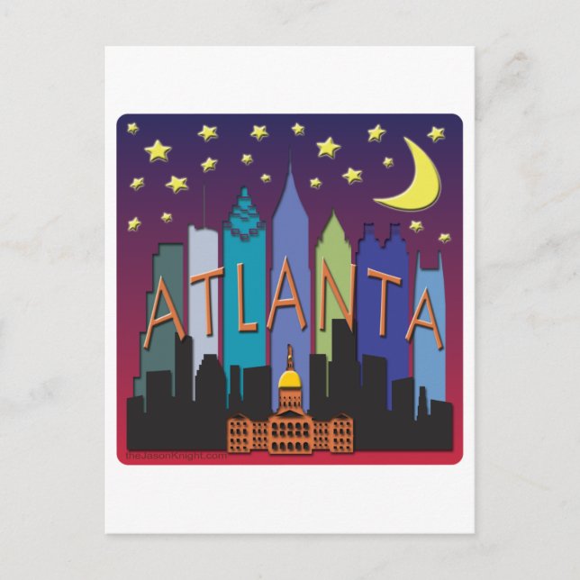 Atlanta Skyline-Megafarbe Postkarte (Vorderseite)