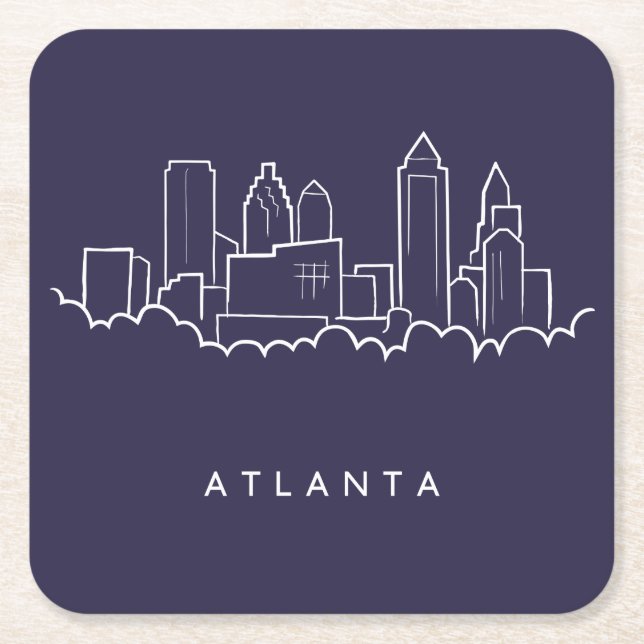 Atlanta-Skyline Rechteckiger Pappuntersetzer (Vorderseite)