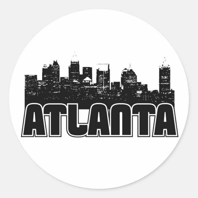 Atlanta Skyline Runder Aufkleber (Vorderseite)