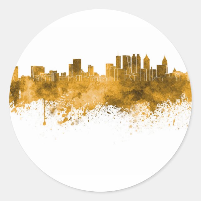Atlanta skyline runder aufkleber (Vorderseite)