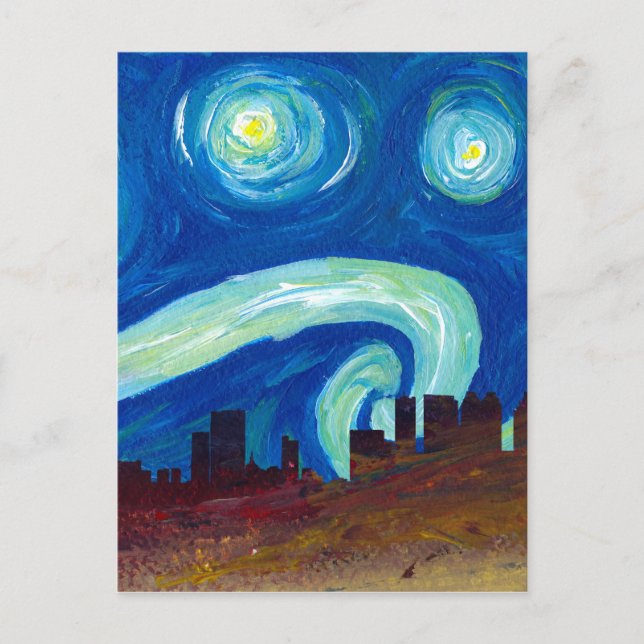 Atlanta Skyline-Silhouette mit Starry Night Postkarte (Vorderseite)