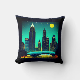 Atlanta Skyline unter einem Sternenhimmel Kissen