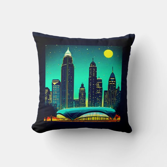 Atlanta Skyline unter einem Sternenhimmel Kissen (Vorderseite)