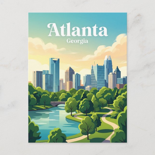 Atlanta Skyline USA Postkarte (Vorderseite)