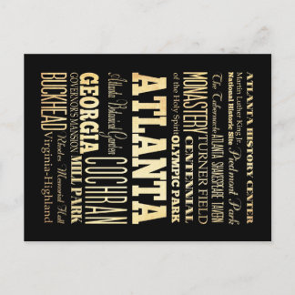 Atlanta Stadt Georgien Staat Typografie Kunst Postkarte