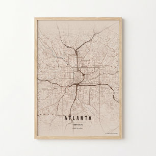 Atlanta Stadtplan Druck Georgia Stadt Wandkunst Po Poster