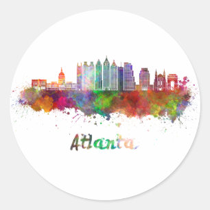 Atlanta V2 skyline im Watercolor Runder Aufkleber