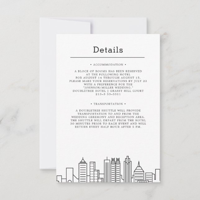 Atlanta Wedding | Gästedaten Einladung (Vorderseite)