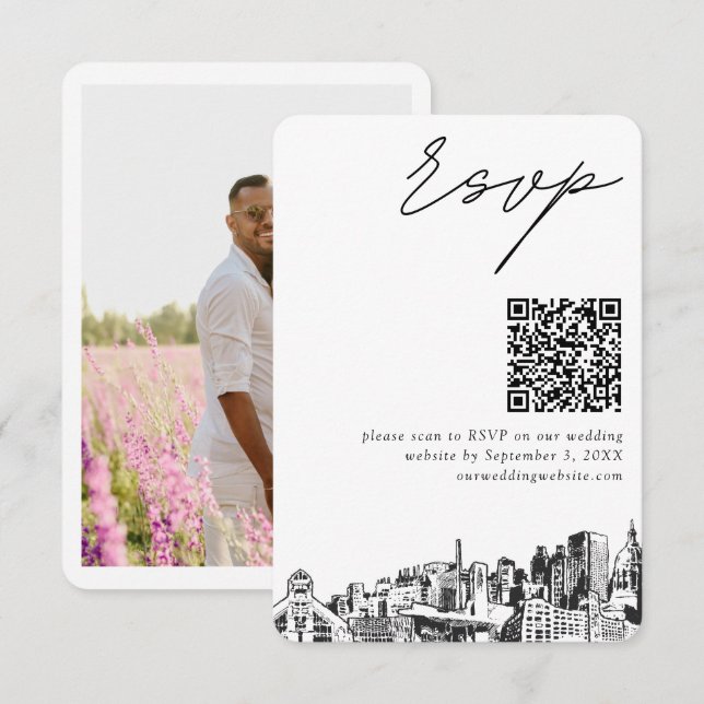 Atlanta Wedding RSVP QR Code carte de petit boîtie (Devant / Derrière)