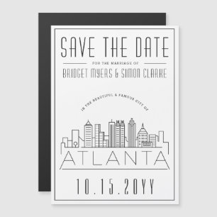 Atlanta Wedding   Stilisierte Skyline Save the Dat Magneteinladung