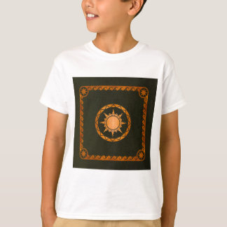 Atlantean Himmel-Kupfer auf grünem Leder T-Shirt