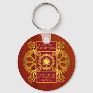 Atlantean Steamworks - Gold & Red auf Cherrywood Schlüsselanhänger