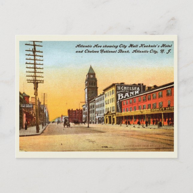 Atlantic Ave., Atlantic City 1908 Vintag Postkarte (Vorderseite)