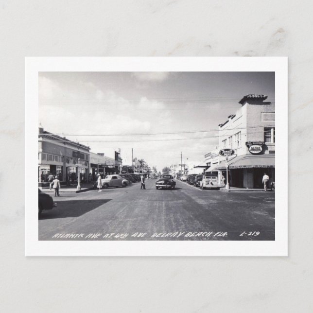 Atlantic Ave, Delray Beach, Florida Vintag Postkarte (Vorderseite)