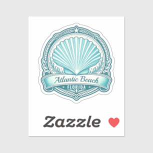 Atlantic Beach FL Küsten-Meeresschalen-Emblem Aufkleber