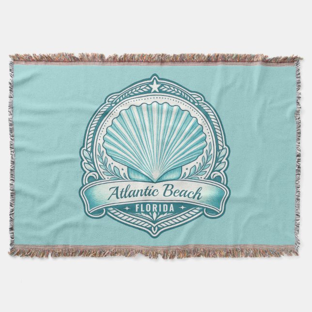 Atlantic Beach FL Küsten-Meeresschalen-Emblem Decke (Vorderseite)