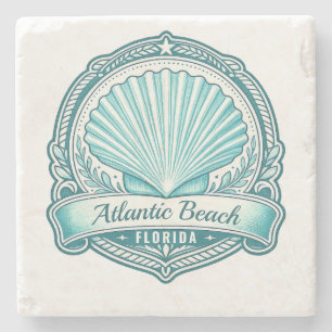 Atlantic Beach FL Küsten-Meeresschalen-Emblem Steinuntersetzer