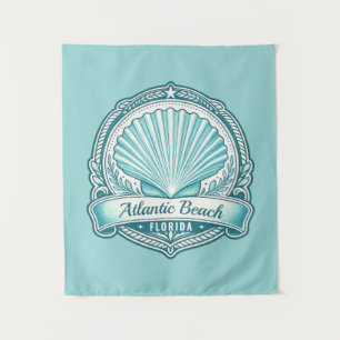 Atlantic Beach FL Küsten-Muschel-Emblem Wandteppich