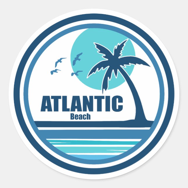Atlantic Beach North Carolina Palm Tree Birds Runder Aufkleber (Vorderseite)
