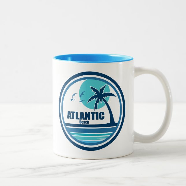 Atlantic Beach North Carolina Palm Tree Birds Zweifarbige Tasse (Rechts)