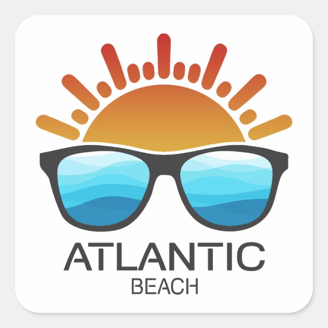 Atlantic Beach North Carolina Sonnenbrille Quadratischer Aufkleber (Vorderseite)