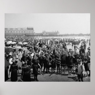 Atlantic City Beach, 1910. Vintages Foto Poster