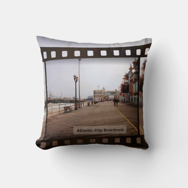 Atlantic City Beach Boardwalk auf Film Kissen (Vorderseite)