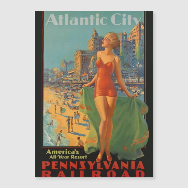 Atlantic City Beauty Vintages Kunstwerk Magnetkarte (Vorderseite)