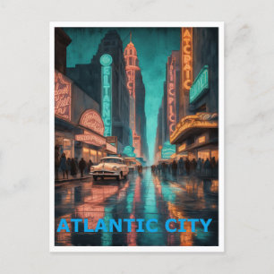 Atlantic City Colorful Graphic Design Postkarte