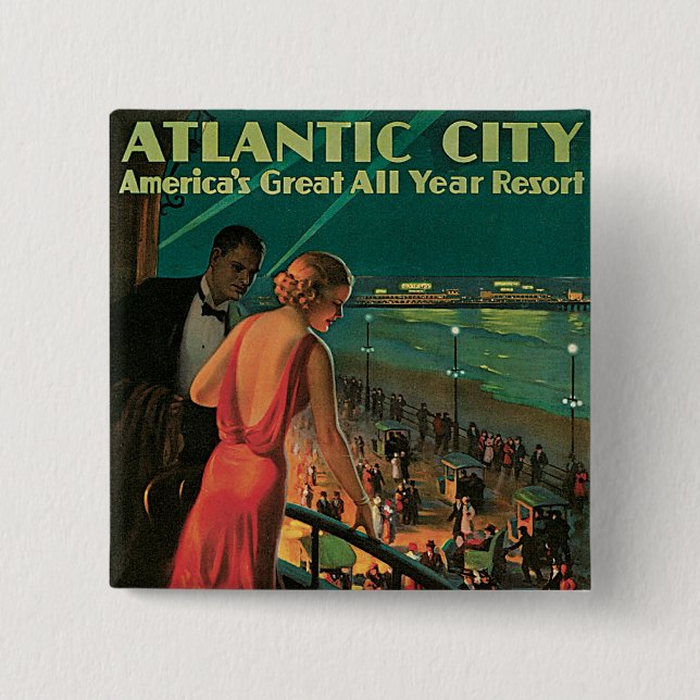 Atlantic City ~ das ganze Jahr Erholungsort Button (Vorderseite)