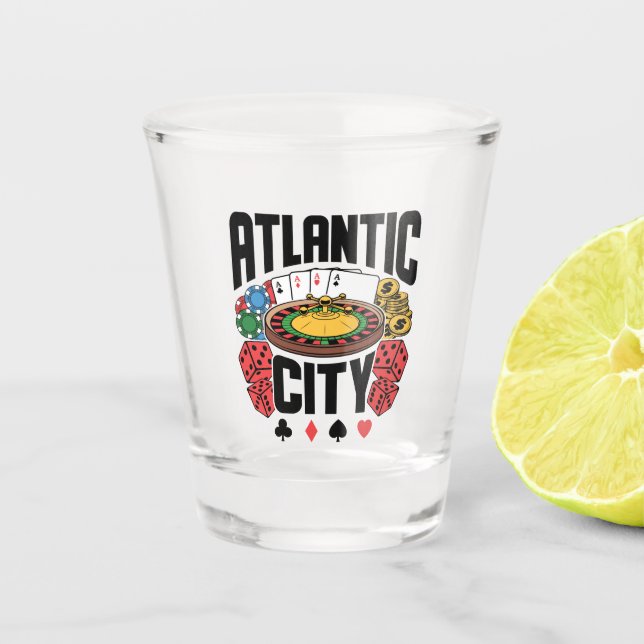 Atlantic City New Jersey Casino Gambling Schnapsglas (Vorderseite)