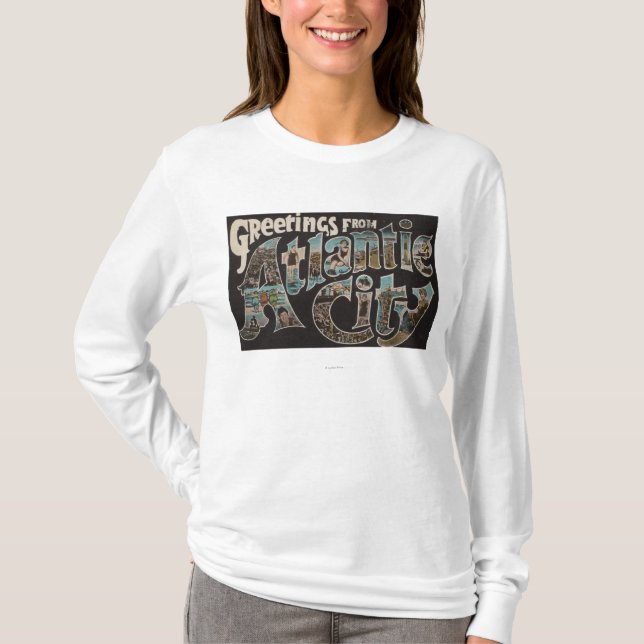Atlantic City, New-Jersey - große Buchstabe-Szenen T-Shirt (Vorderseite)
