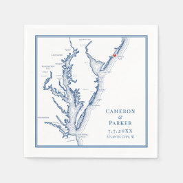 Atlantic City New Jersey Karte Elegante Wedding Serviette